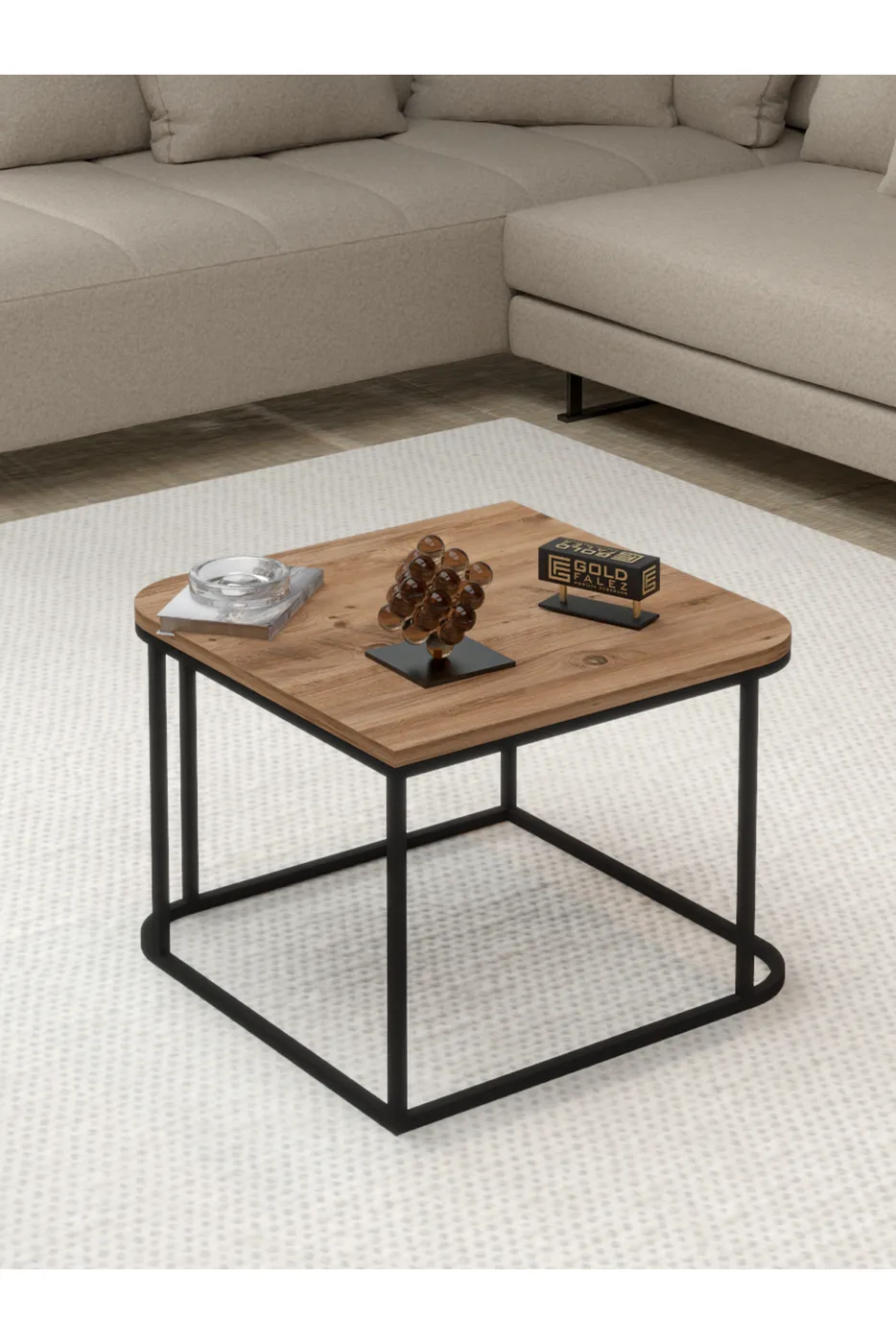 Damla Square Coffee Table - Brown