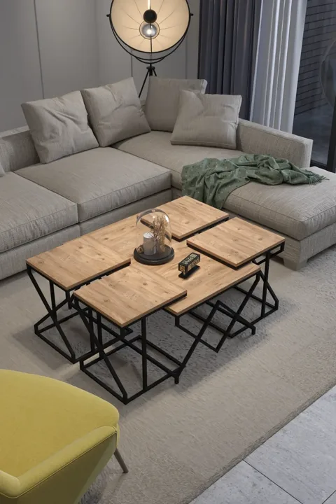 V Lux 5-Piece Coffee & Nesting Table Set - Brown