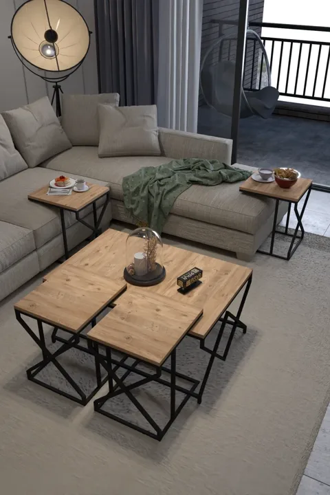 V Lux 5-Piece Coffee & Nesting Table Set - Brown