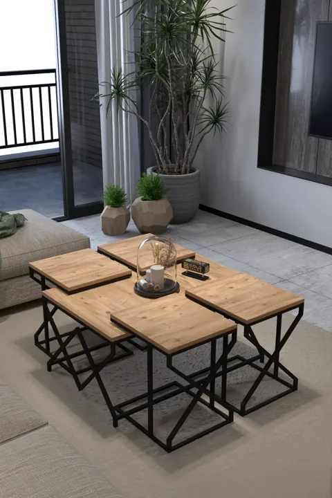 V Lux 5-Piece Coffee & Nesting Table Set - Brown