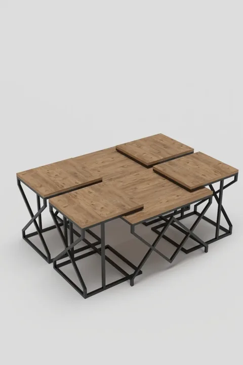 V Lux 5-Piece Coffee & Nesting Table Set - Brown