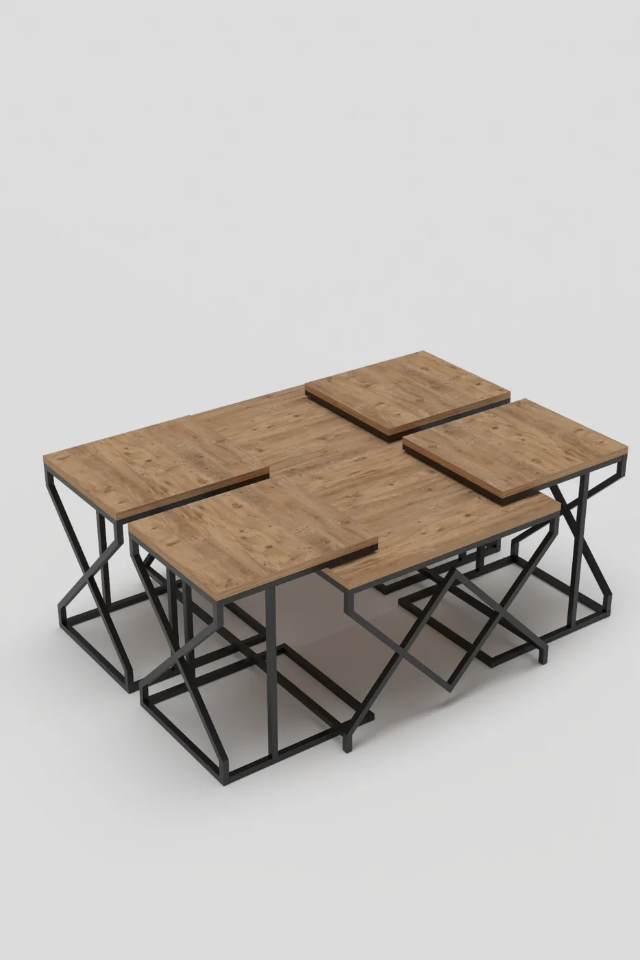 V Lux 5-Piece Coffee & Nesting Table Set - Brown