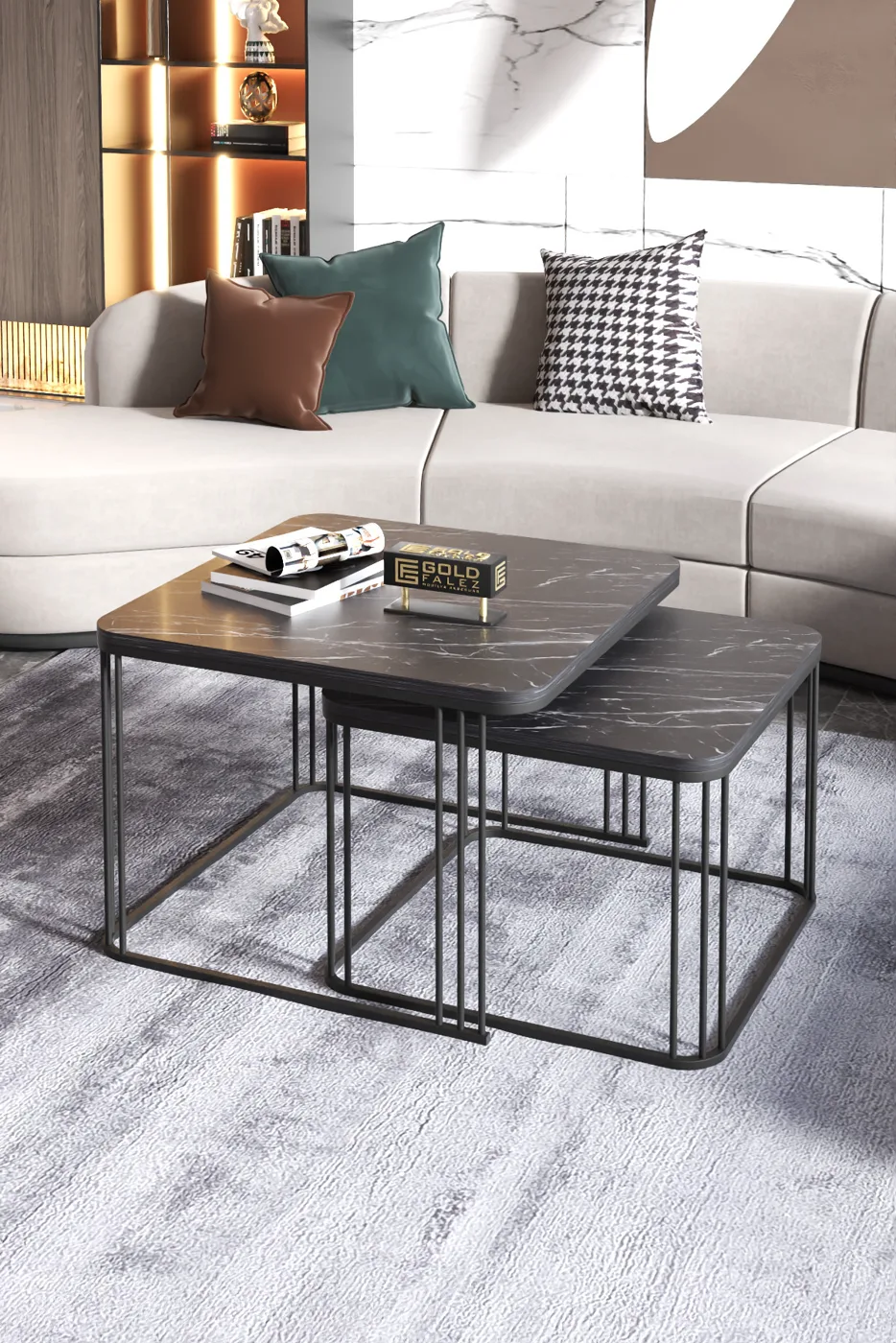 Alize 2-Piece Square Coffee Table - Black