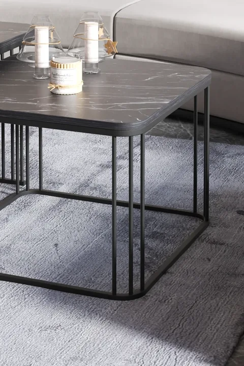 Alize 2-Piece Square Coffee Table - Black