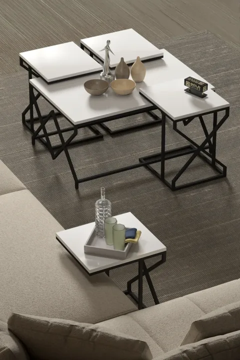 V Lux 5-Piece Coffee & Nesting Table Set - White