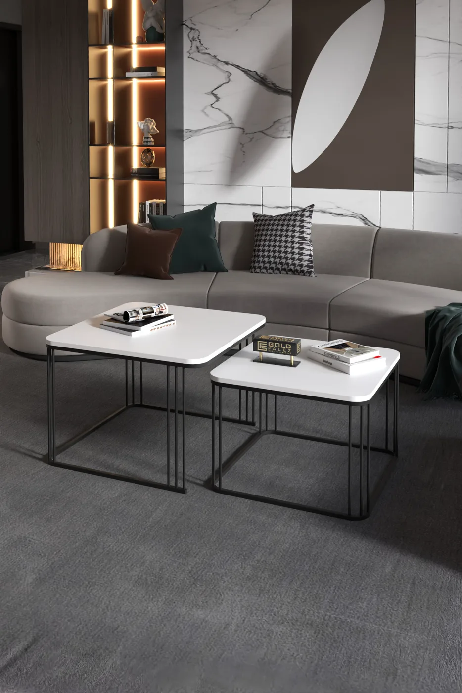 Alize 2-Piece Square Coffee Table - White