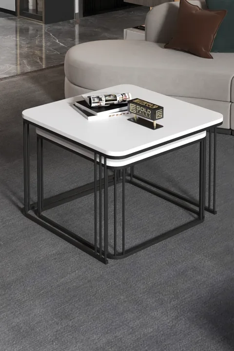 Alize 2-Piece Square Coffee Table - White