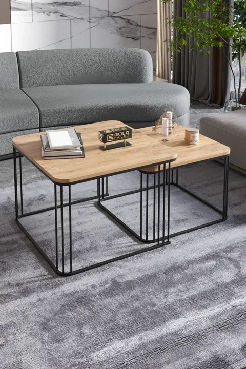 Alize 2-Piece Square Coffee Table - Brown