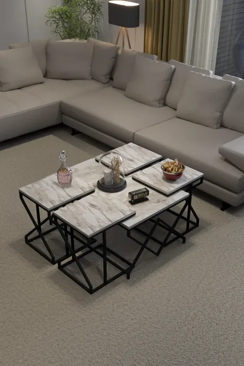 V Lux 5-Piece Coffee & Nesting Table Set - Ecru