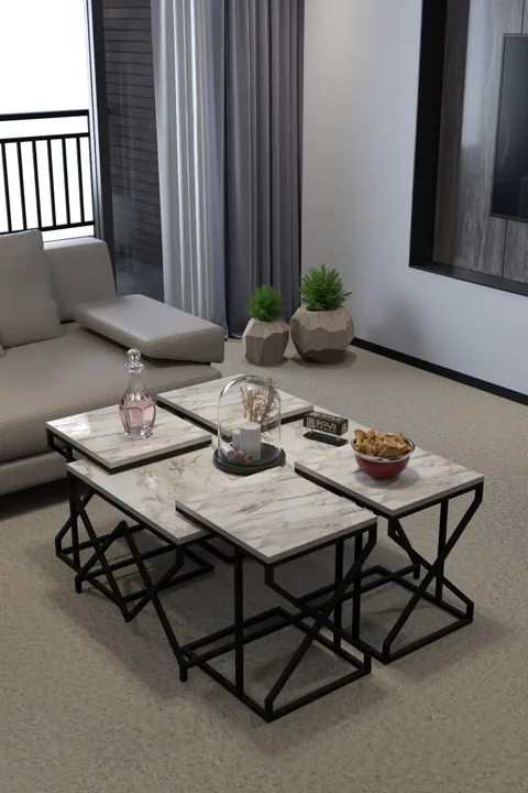 V Lux 5-Piece Coffee & Nesting Table Set - Ecru