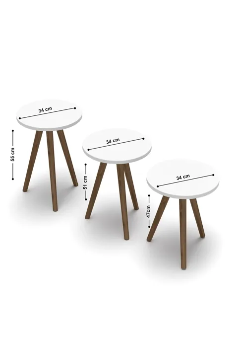 Turned Wooden Leg Oval Coffee & Nesting Table Set - Ecru