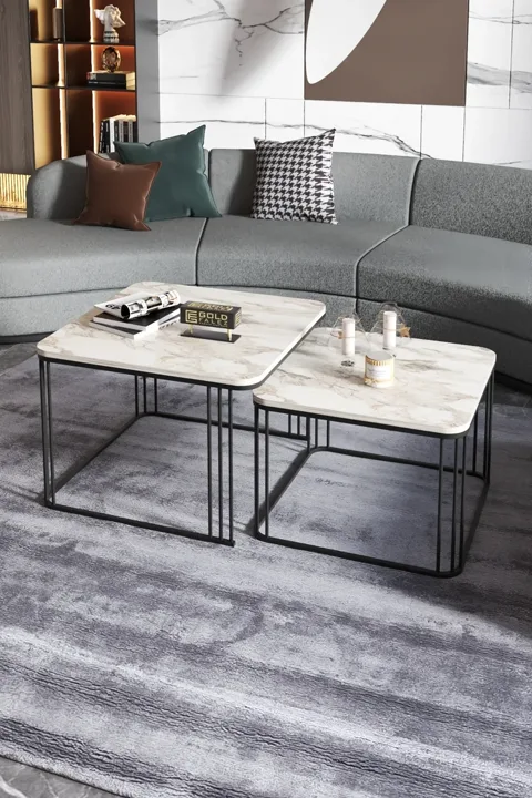 Alize 2-Piece Square Coffee Table - Ecru