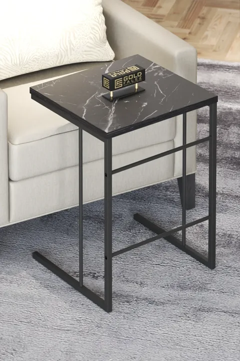 Solo 3-Piece Square Nesting Table Set - Black Marble Effect