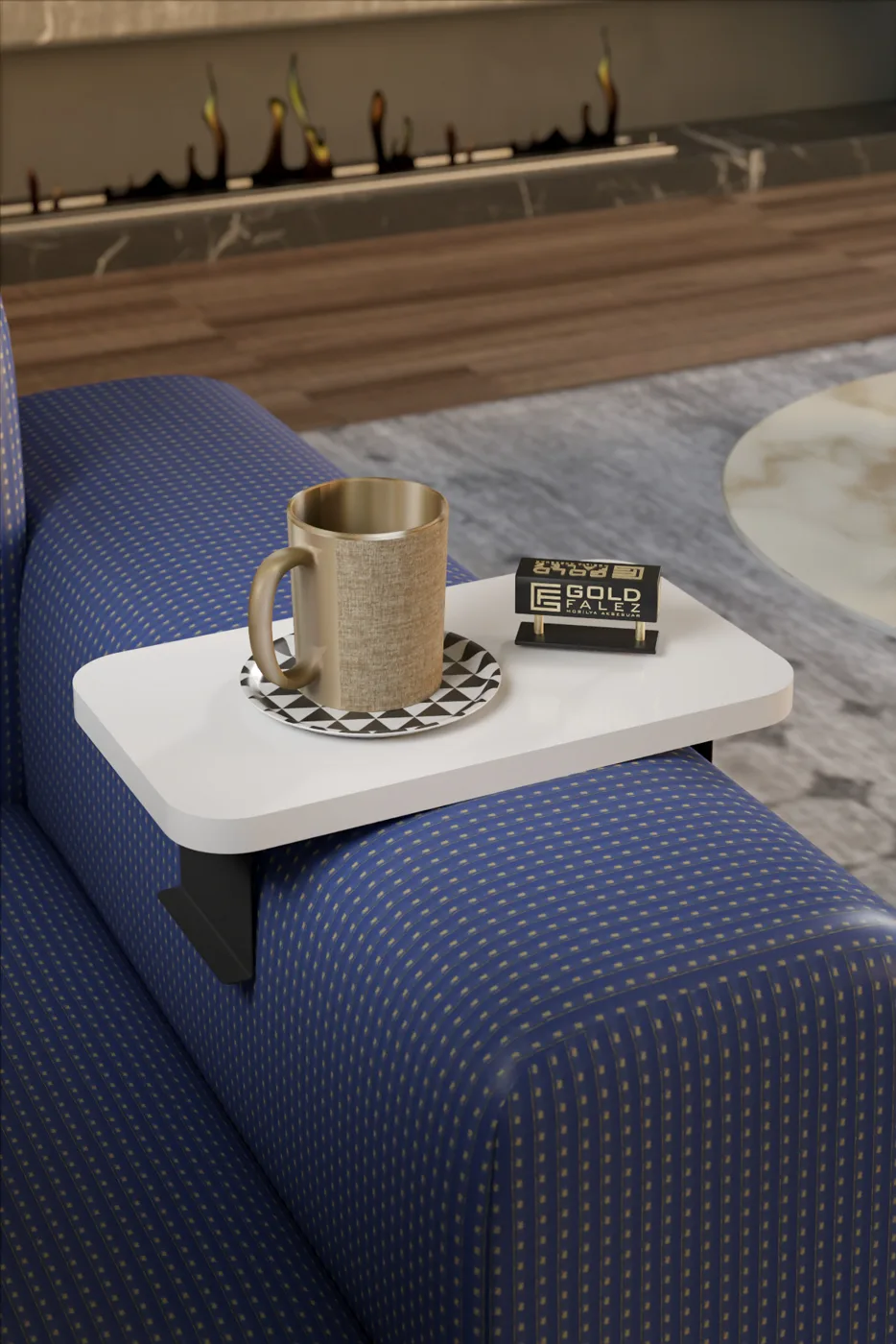 Rectangular Adjustable Tray Side Table - White