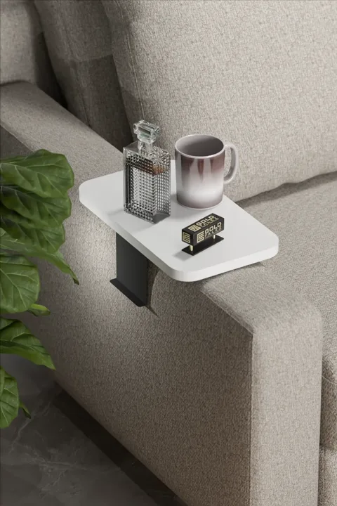 Rectangular Adjustable Tray Side Table - White