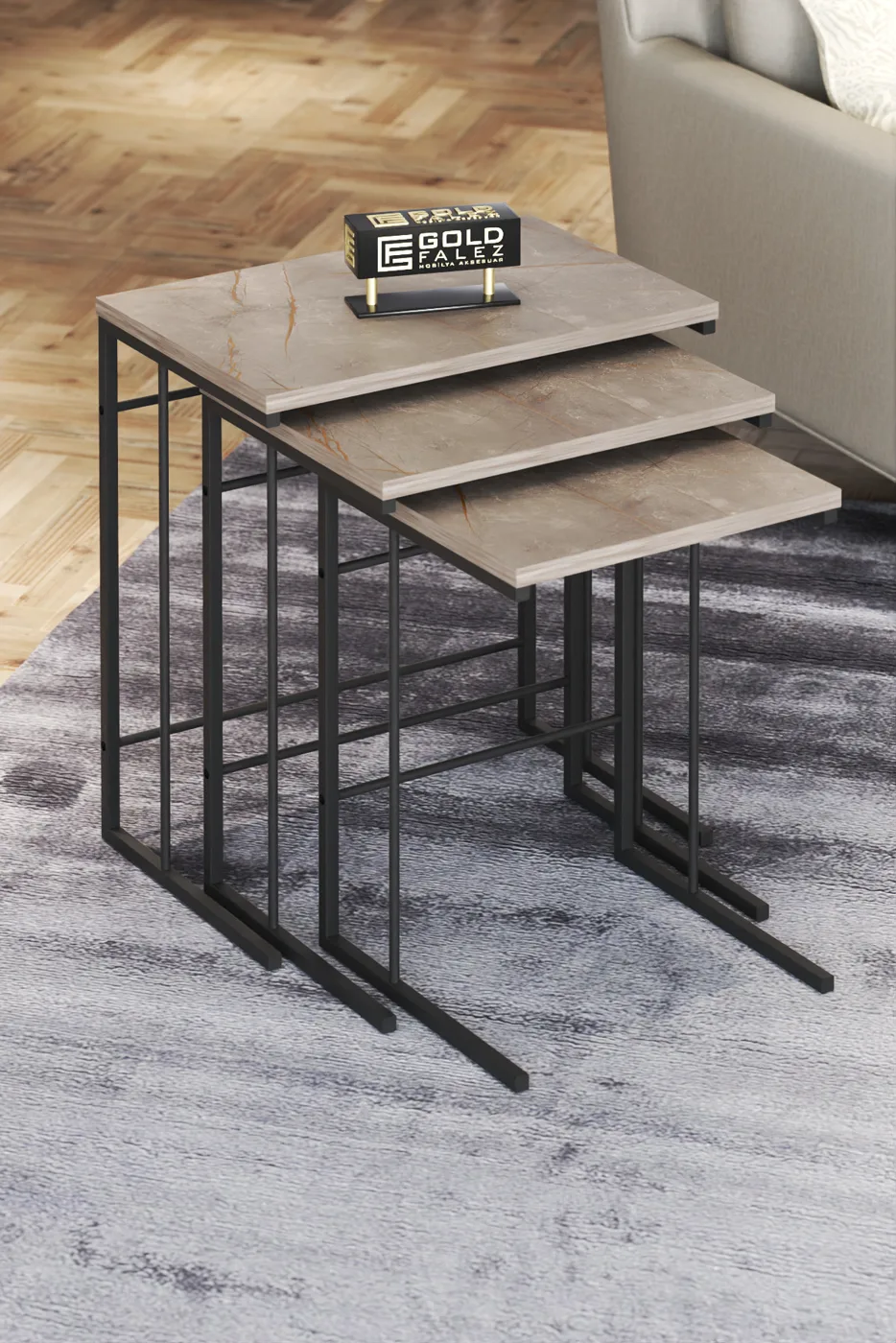 Solo 3-Piece Square Nesting Table Set - Gordion