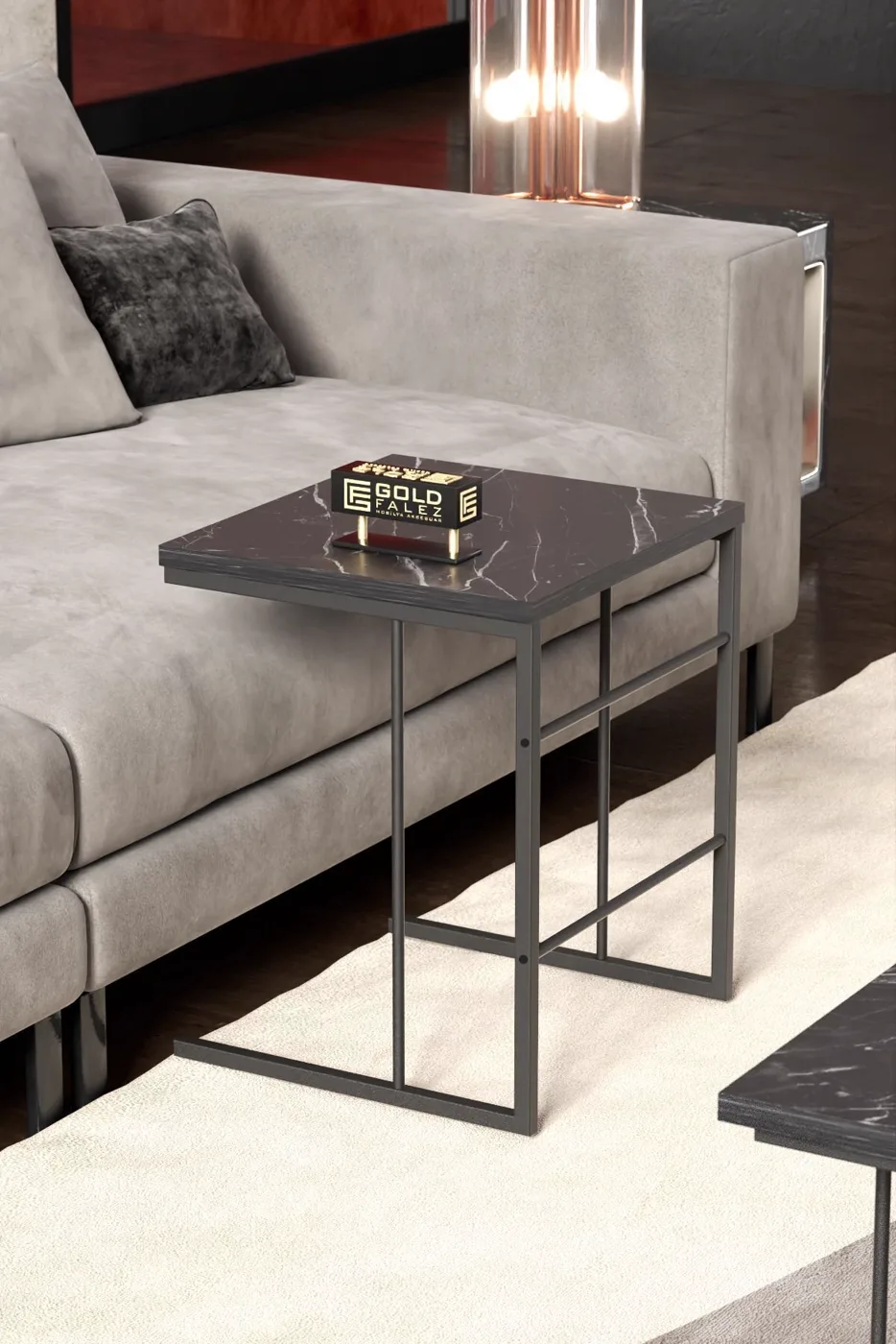 Solo 3-Piece Coffee & Nesting Table Set - Black Marble Effect