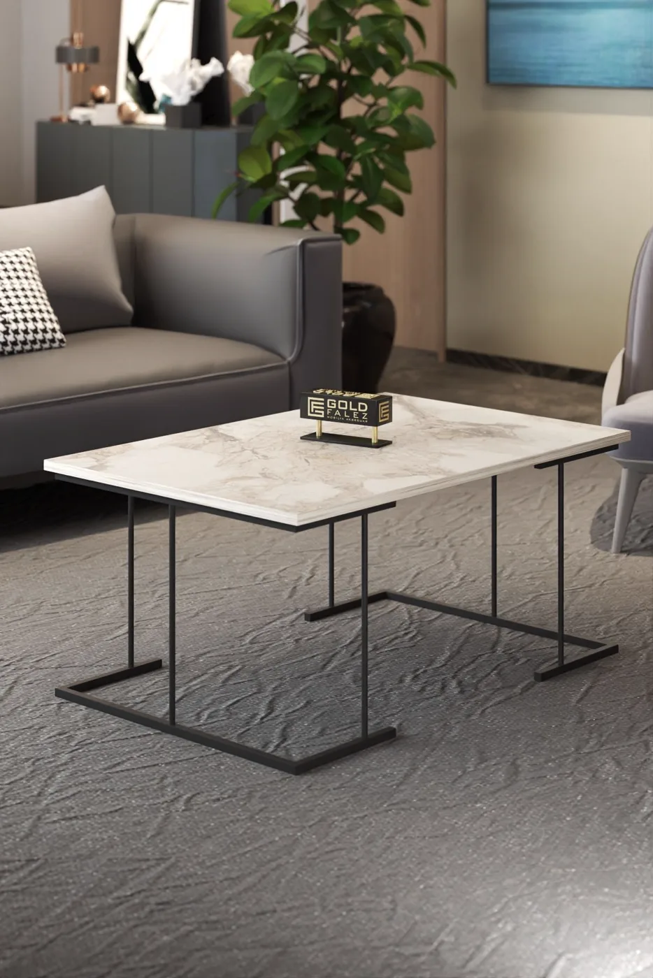 Solo 3-Piece Coffee & Nesting Table Set - White Marble Effect