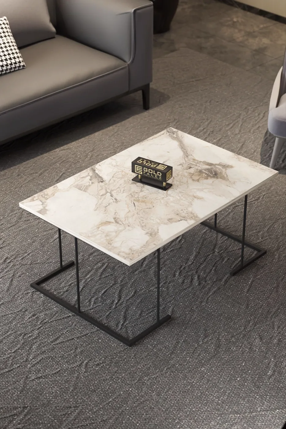 Solo 3-Piece Coffee & Nesting Table Set - White Marble Effect