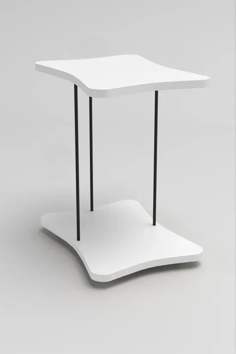 Rectangular Rolling Side Table - White