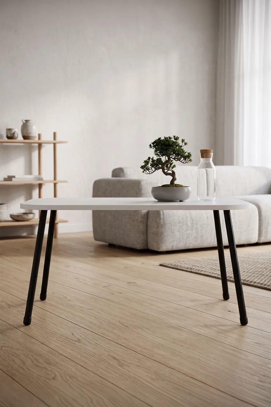 Table basse rectangulaire pieds en métal - blanc
