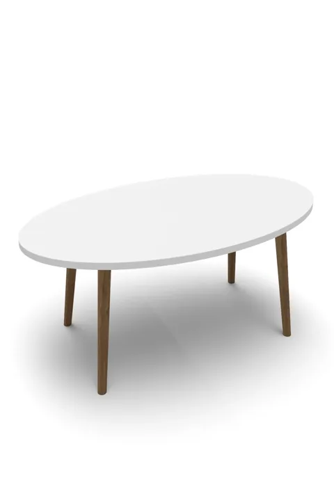 Turned Wooden Leg Oval Coffee Table - White