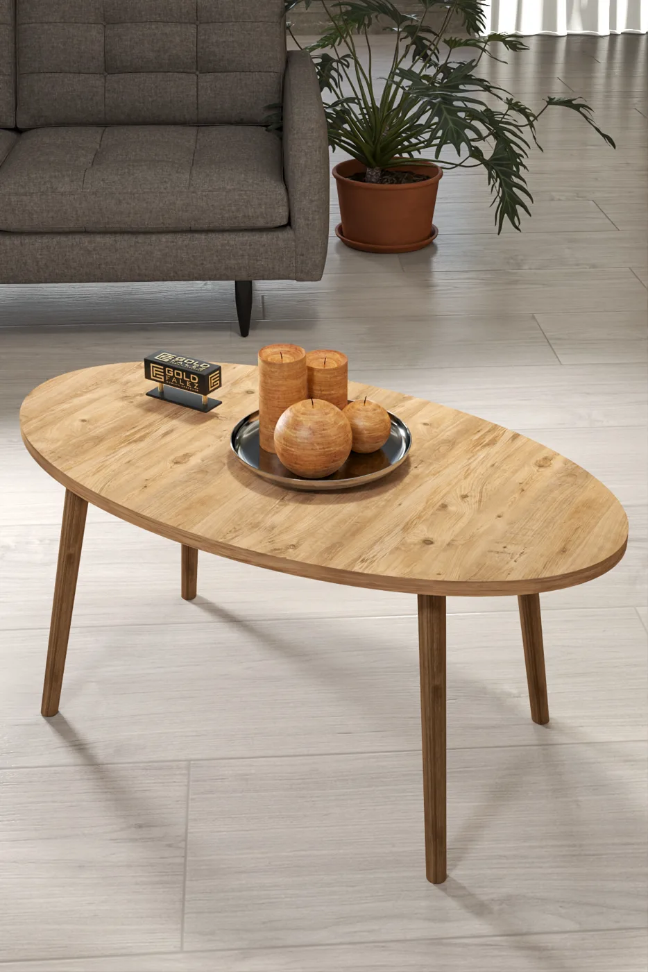 Turned Wooden Leg Oval Coffee Table - Atlantic Pine