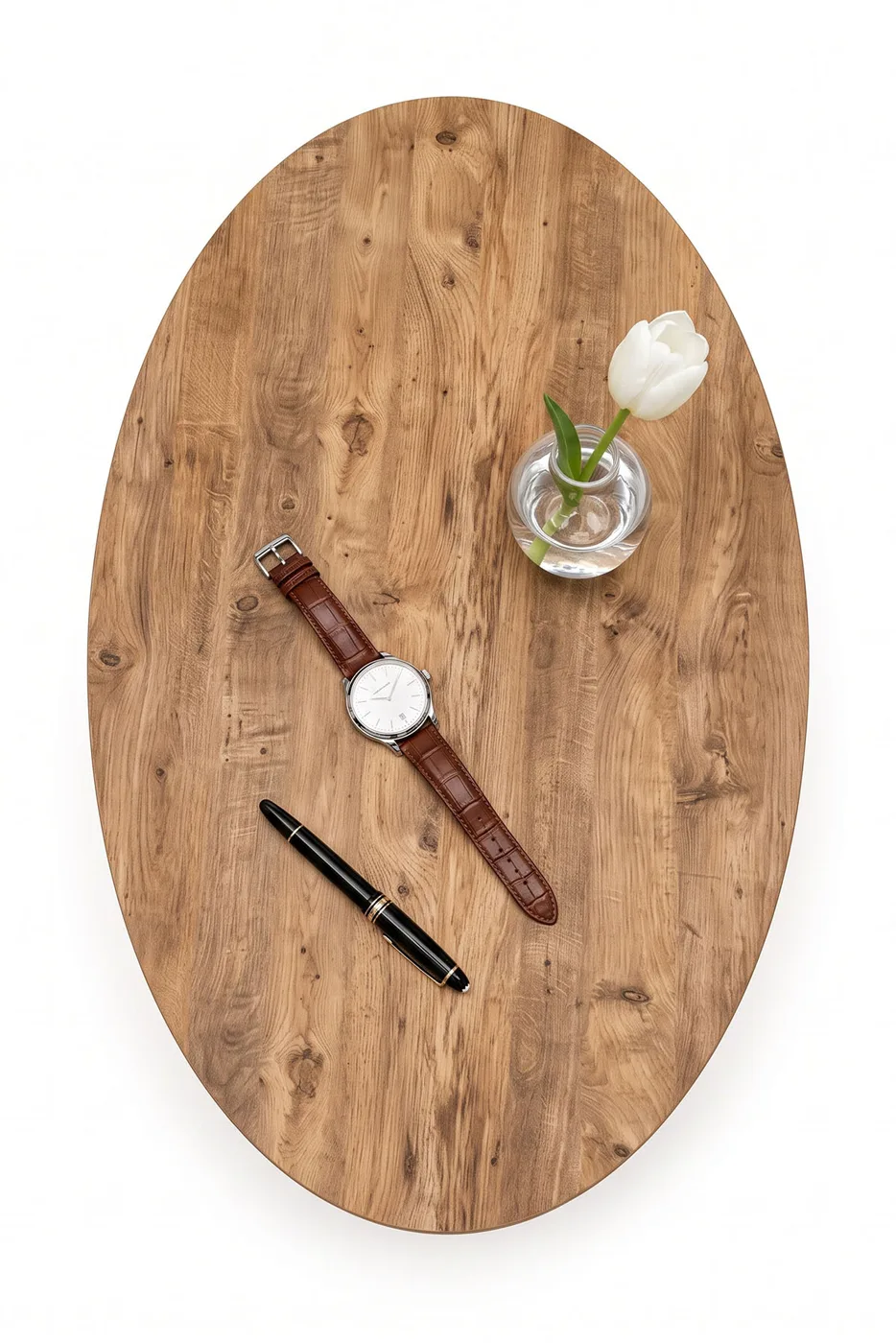 Ovaler Couchtisch mit gedrechselten Holzbeinen - Atlantik Kiefer