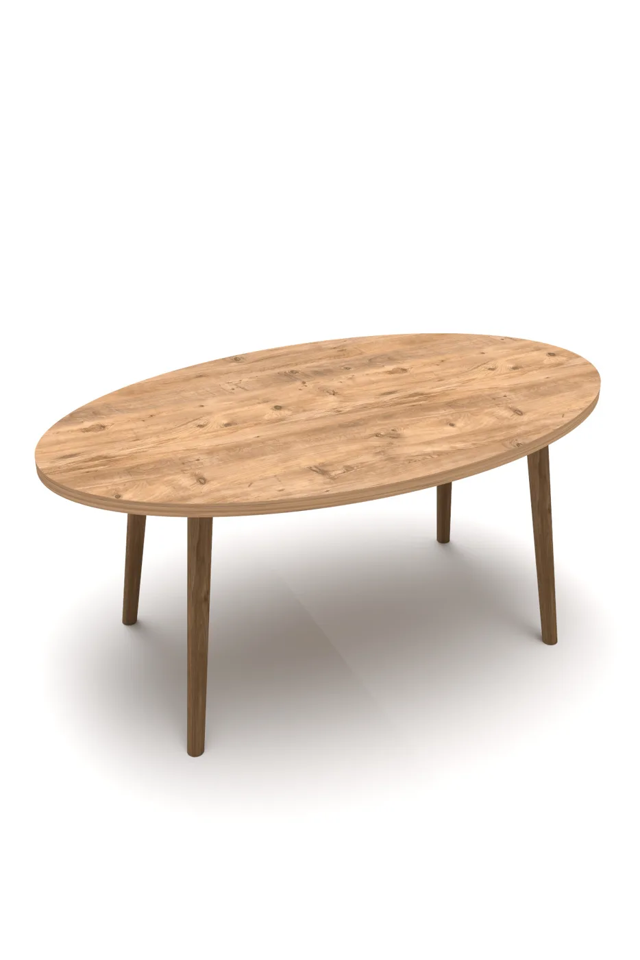 Ovaler Couchtisch mit gedrechselten Holzbeinen - Atlantik Kiefer