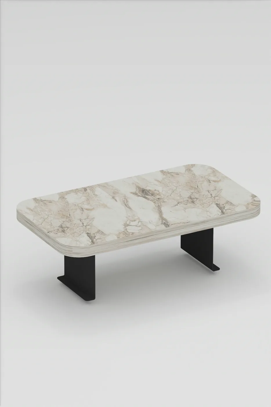 Rectangular Adjustable Tray Side Table - White Marble Effect