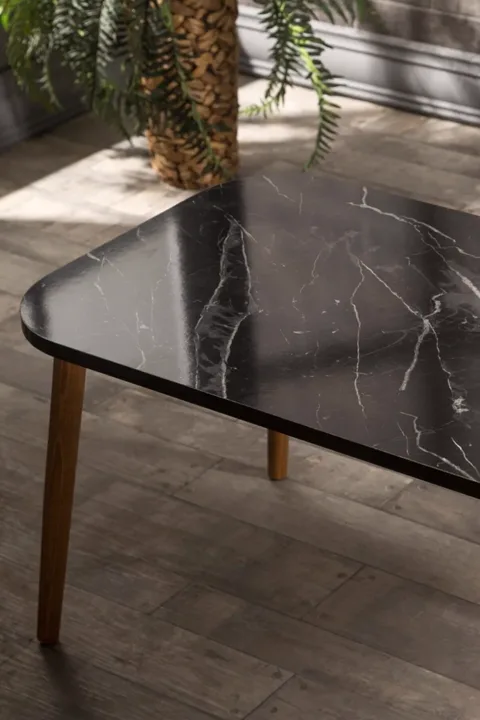 Torna Square Coffee Table - Black Marble Effect