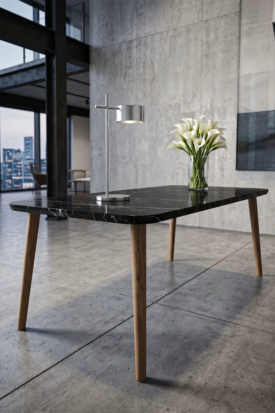 Torna Square Coffee Table - Black Marble Effect