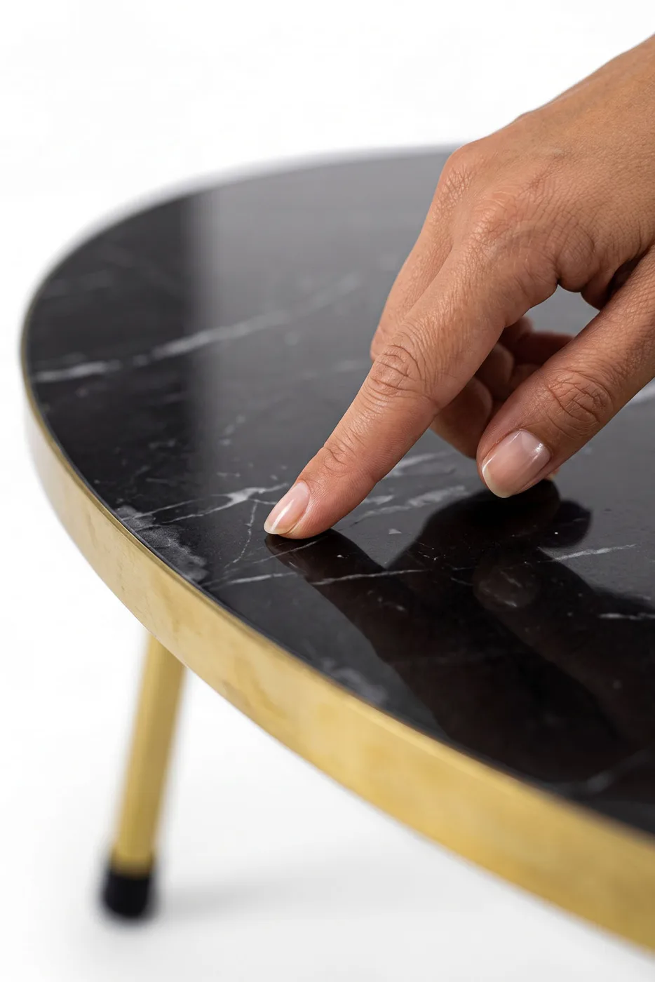 Oval Coffee Table Gold Metal Legs - Black Marble Effect