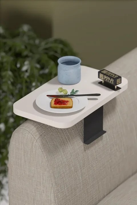 Rectangular Adjustable Tray Side Table - Cream