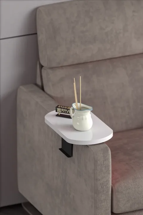 Oval Adjustable Tray Side Table - White
