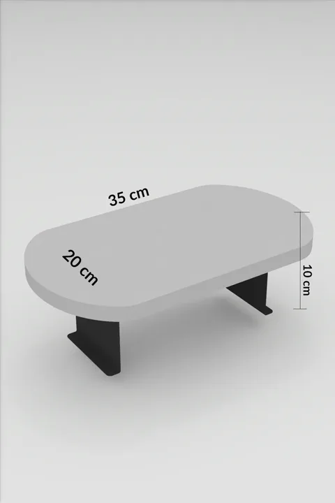 Oval Adjustable Tray Side Table - Black Marble Effect
