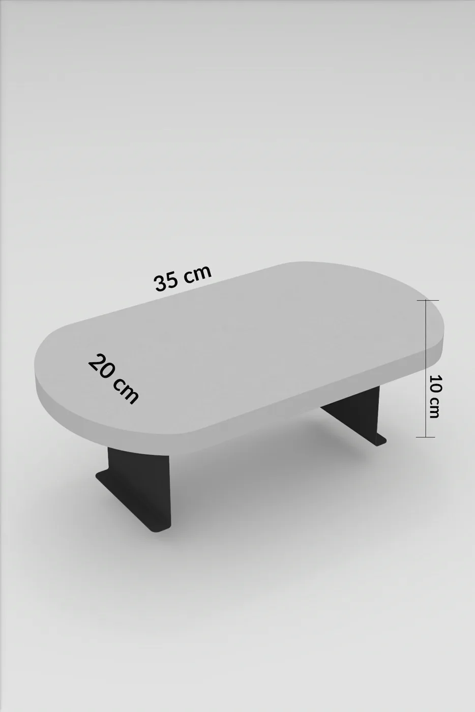 Oval Adjustable Tray Side Table - Black Marble Effect