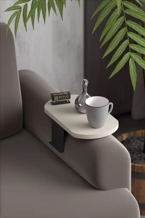 Oval Adjustable Tray Side Table - Cream