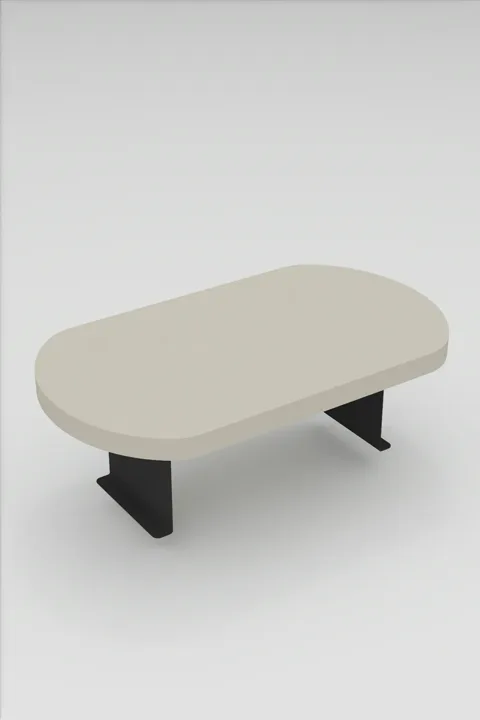 Oval Adjustable Tray Side Table - Cream