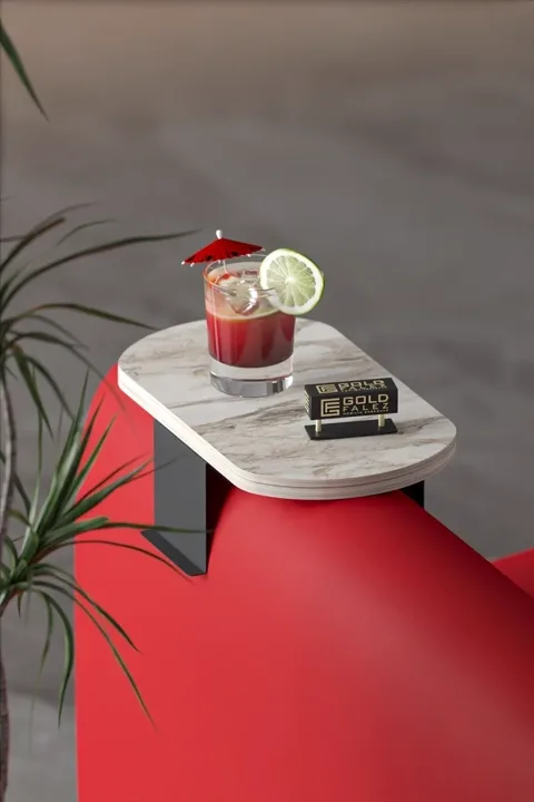 Oval Adjustable Tray Side Table - White Marble Effect