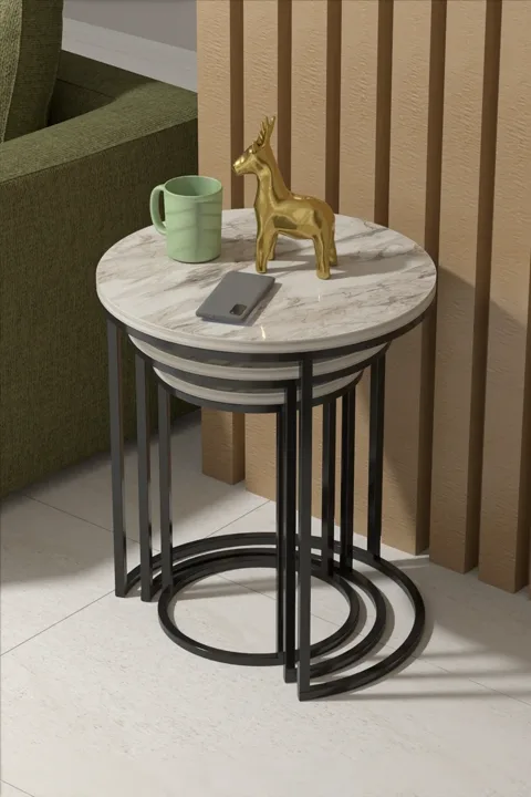 C 3-Piece Round Nesting Table Set - Efes