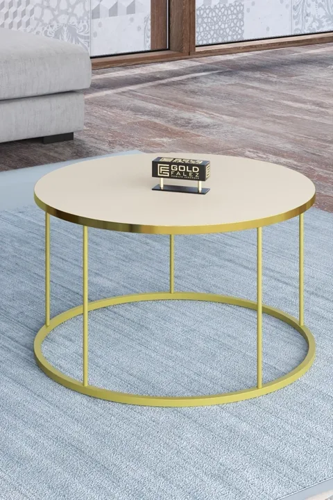 Terra Gold Round Coffee & Nesting Table Set - Gold Cream