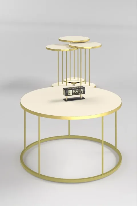 Terra Gold Round Coffee & Nesting Table Set - Gold Cream