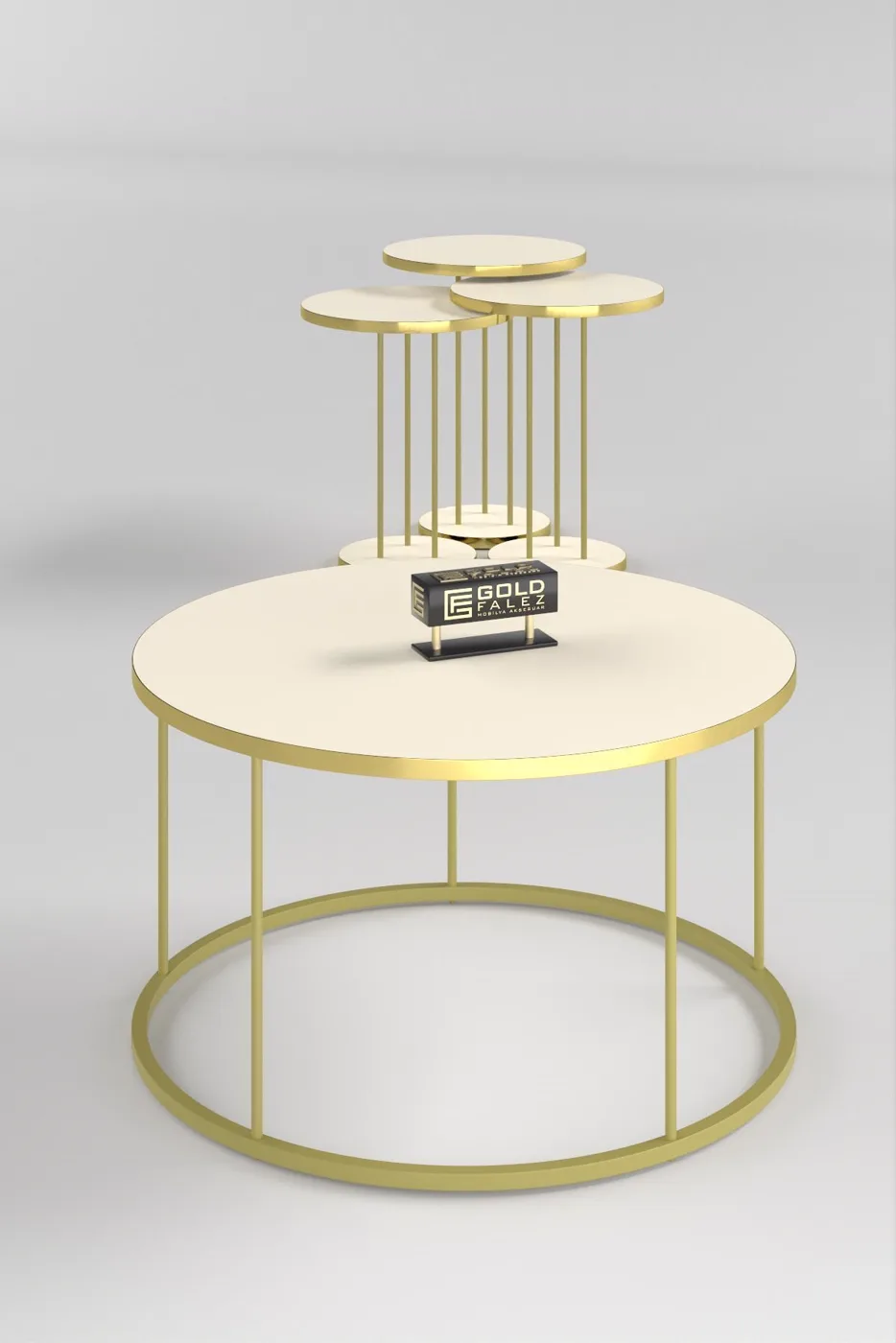 Terra Gold Round Coffee & Nesting Table Set - Gold Cream