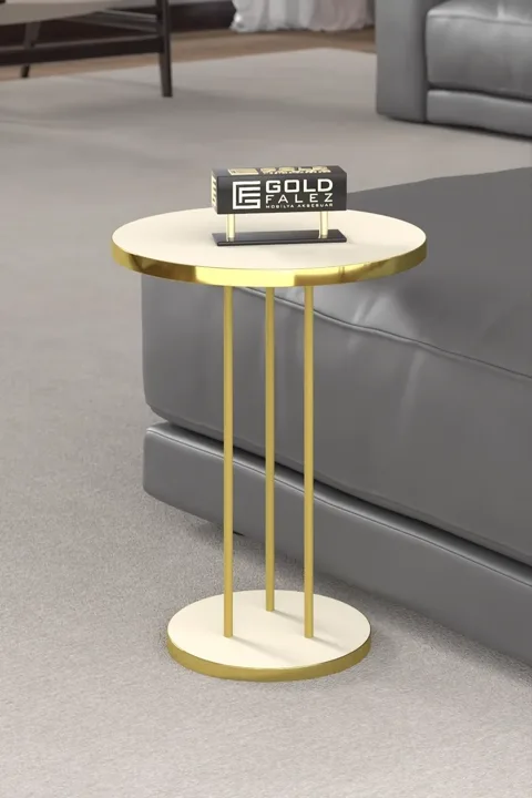 Terra Gold Round Coffee & Nesting Table Set - Gold Cream