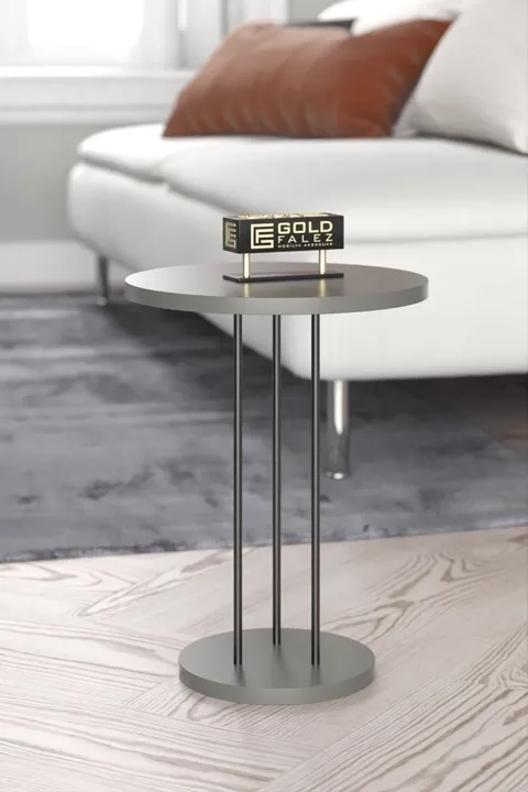 Terra Round Coffee & Nesting Table Set Black Metal Legs - Anthracite Walnut