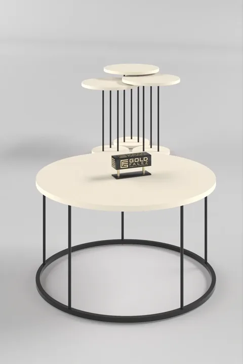 Terra Round Coffee & Nesting Table Set Black Metal Legs - Plain Cream