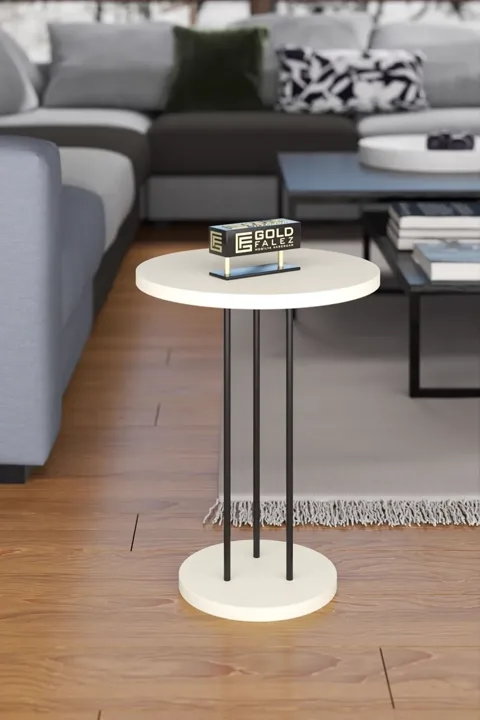 Terra Round Coffee & Nesting Table Set Black Metal Legs - Plain Cream