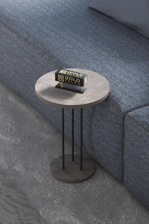 Terra Round Coffee & Nesting Table Set Black Metal Legs - Plain Gordion