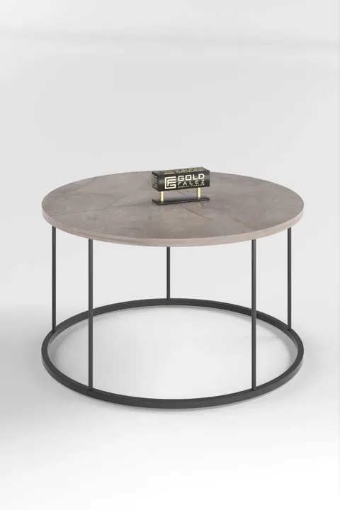 Terra Round Coffee & Nesting Table Set Black Metal Legs - Plain Gordion